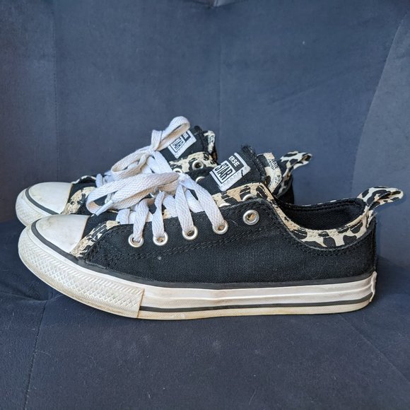 Converse Other - Black and Cheetah Print Size 3 Converse Chuck Taylor Low Top